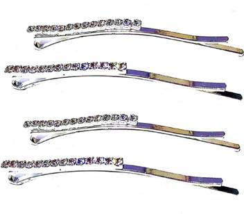 Proplady Partywear Set Of 4 Stylish Rhinestone Stud Silver Hair