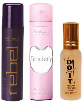 Oriflame Sweden Tenderly Body Spray For Women 75 Ml And One Rebel Deodorant Spray For Men 75 Ml With One Do It Perfume 30 Ml Price In India Buy