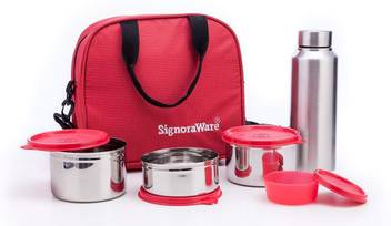 Flipkart Com Signoraware Sling Bling Steel Lunch Box 3 Containers Lunch Box