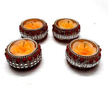 Dlite Crafts Handmade Wax Filled Designer Diya For Decoration