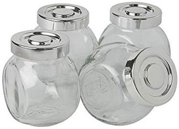 blue glass spice jars