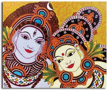 Pixelartz Canvas Painting Uma Maheshwar Kerala Mural Painting