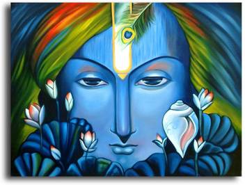 Pixelartz Canvas Painting Jai Sri Krishna Brindaban Blues