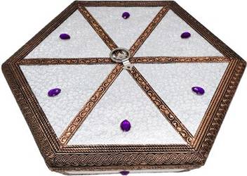 Sarangware Hexagonal Oxidized Dry Fruit Box Wood Decorative