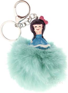 Dorron Stylish Cute Girl Design Fluffy Faux Fur Pom Pom Keychain
