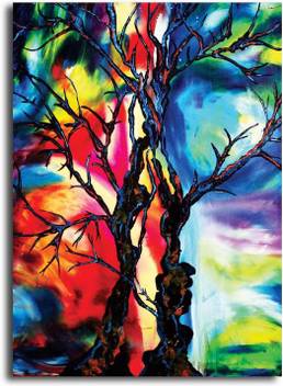 Pixelartz Canvas Painting Family Tree Abstract Art Without