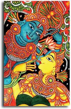 Pixelartz Canvas Painting Kerala Mural Radha Krishna Without
