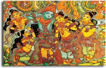 PIXELARTZ Canvas Painting - Kerala Mural Art Krishna In Vrindavan - Without  Frame Digital Reprint 15 inch x 23 inch Painting Price in India - Buy  PIXELARTZ Canvas Painting - Kerala Mural