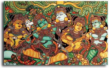 Pixelartz Canvas Painting Kerala Mural Art Without Frame Digital Reprint 23 Inch X 35 Inch Painting Price In India Buy Pixelartz Canvas Painting Kerala Mural Art Without