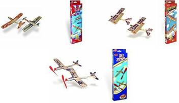 Guillow Balsa Wood Airplane Set Super Hero Twin Pack 6 Planes Included and Bullseye Twin Pack 3 Balsa Airplane Kits in One Set Sky Streak Twin Pack