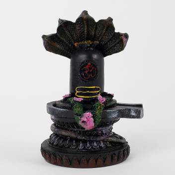 Ferns N Petals Black Resin Shivling Idol Decorative Showpiece 4