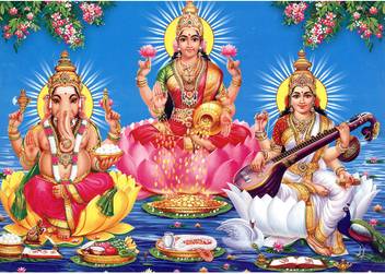 AH Decals Medium Religious God Ganesha Ganpati with Goddess Laxmi Saraswati  Wall Sticker for Diwali Navratri Occassion (60cm X 40 cm) Sticker Price in  India - Buy AH Decals Medium Religious God