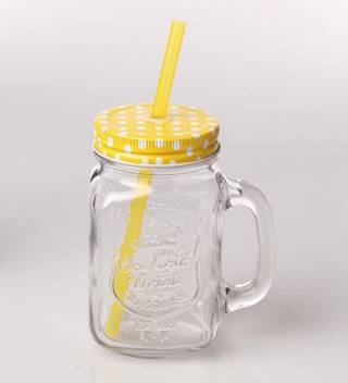Casadomani Glass Straw Jar With Lid And Straw Ice Cream Fruit Cold Drinking Water Jars Cold Cold Coffee Ice Tea Jar Juice Cup Glass Mason Jar Price In India Buy Casadomani
