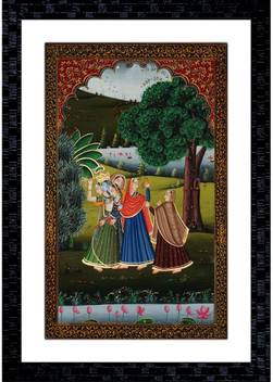 Janki Online Modern Art Canvas Rajasthani Women Large Glass Wall