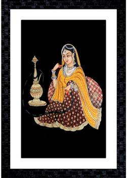 Janki Online Modern Art Canvas Rajasthani Women Large Glass Wall