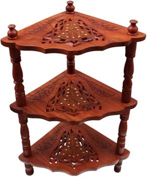 Craftatoz Wooden Foldable Standing Corner Rack Side Table Home