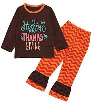Genrc Autumnfall 18months 6yearsthanksgiving Day Newborn Baby Girls Letter Thanksgiving Tops Stripe Pants Set Baby Outfit Infant Cloth Autumnfall 18months 6yearsthanksgiving Day Newborn Baby Girls Letter Thanksgiving Tops Stripe Pants Set Baby Outfit