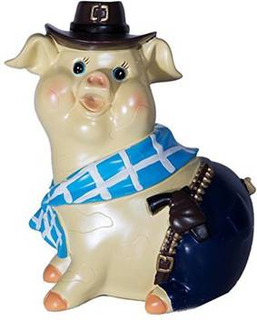 Maoershan Resin Cute Cowboy Piggy Bank Personalized Baby Nursery