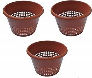 Minerva Naturals Orchid Pot Hydroponic Plastic Pot 8 Inch Brown