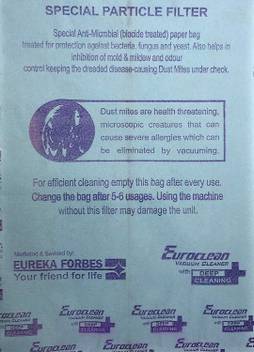 Eureka Forbes Euroclean Paper Vacuum Cleaner Dust Bags For Excel Ace 300 Jet Star Models Vacuum Cleaner Bag Price In India Buy Eureka Forbes Euroclean Paper Vacuum Cleaner Dust Bags For
