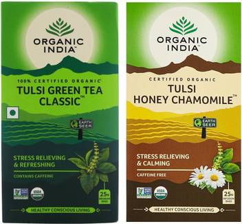 Organic India Tulsi Green Tea Classic 25 Tea Bag Tulsi Honey Chamomile 25 Tea Bag Tulsi Tea Bags Box Price In India Buy Organic India Tulsi Green Tea Classic 25