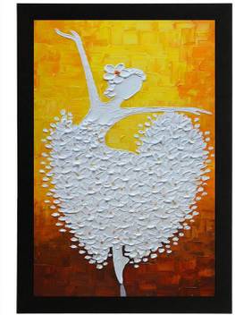 Masstone Dancing Girl Modern Art Framed Canvas 20 Inch X 14 Inch