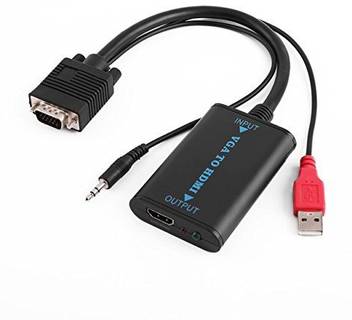 Microware Hd 1080p Vga To Hdmi Output Tv Av Hdtv Video Converter Adapter With Audio Input For Laptop Desktop Black 0 01 M Vga Cable Microware Flipkart Com