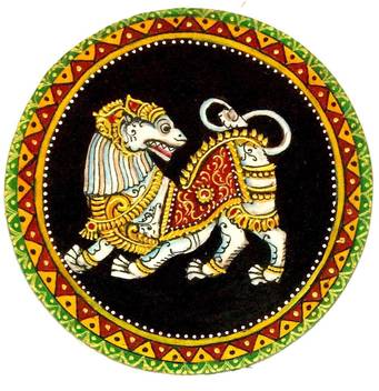 Traditions Ganjifa Cards Vyali An Ancient Lion Watercolor 4
