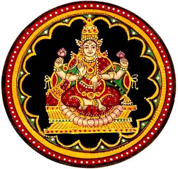 Traditions Ganjifa Cards Lakshmi Watercolor 4 Inch X 4 Inch