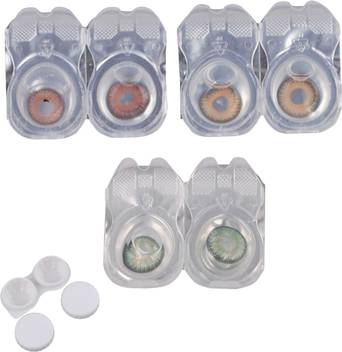 Vision Plus 3 Pair Brown Green Hazel Color Zero Power Monthly