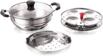 Bms Lifestyle Stainless Steel Glass Lid Mini Idly Maker With Steamer Cooker Plate Induction Standard Idli Maker Price In India Buy Bms Lifestyle Stainless Steel Glass Lid Mini Idly Maker