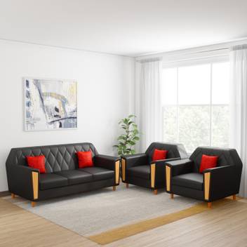 Kurlon Crescent Leatherette 3 1 1 Black Sofa Set Price In India Buy Kurlon Crescent Leatherette 3 1 1 Black Sofa Set Online At Flipkart Com