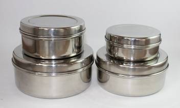 Sharda Metals Set Of 4 Stainless Steel Food Storage Containers Box