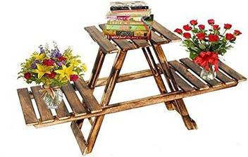 Worthy Shoppee 2 Tier Wood Shelf Plant Stand Bathroom Rack Garden