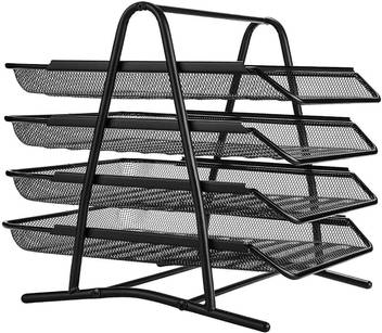 5 Tier Office Filing Trays Holder A4 Document Letter Paper Wire Mesh Storage