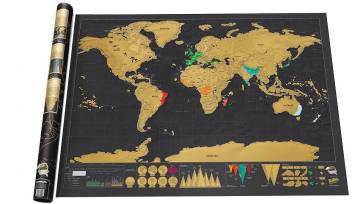 World Scratch Off Travel Map Small Earth Wall Poster For