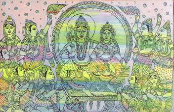 Dollsofindia Vishnu And Laxmi Surrounded By Gods And Goddesses