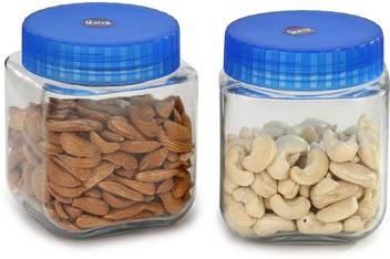 Gorva Crystal Set Of 2 Pieces Glass Container Mason Jar Canister