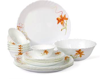 Cello Pack Of 19 Opalware Cello Imperial Orange Lily Opalware Dinner Set 19 Pieces Dinner Set Price In India Buy Cello Pack Of 19 Opalware Cello Imperial Orange Lily Opalware Dinner