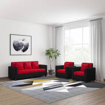 Bharat Lifestyle Tulip Fabric 3 1 Red Black Sofa Set Price Bharat Lifestyle Tulip Fabric 3 1