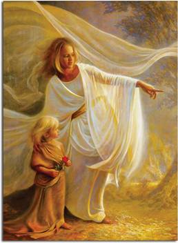 Aart Store Angel With Cute Little Girl Canvas Painting For Wall