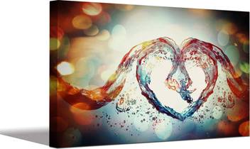 Aart Store Colorful Water Heart Canvas Painting For Living Room