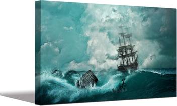 Aart Store Sailing Ship In Sea Storm Landscape Canvas Painting For