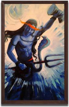 Aart Store Lord Shiva Shankar Wall Painting For Home Decor Bedroom
