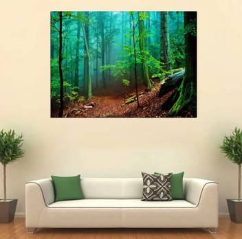 Style Crome Foggy Forest Nature Canvas Wall Painting For Living