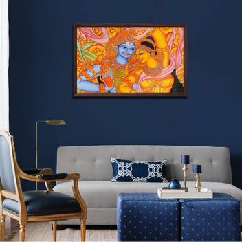 Style Crome Radha Krishna Abstract Art Wooden Framed Photo Frame