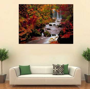 Style Crome Autumn Waterfall Canvas Wall Painting For Home Decor Living Room Bedroom Canvas 16 Inch X 24 Inch Painting Price In India Buy Style Crome Autumn Waterfall Canvas Wall Painting