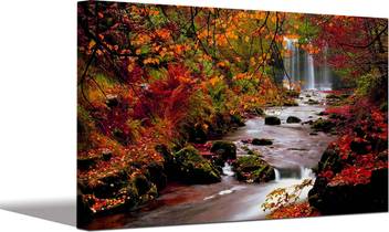 Aart Store Autumn Waterfall Canvas Wall Painting For Home Decor