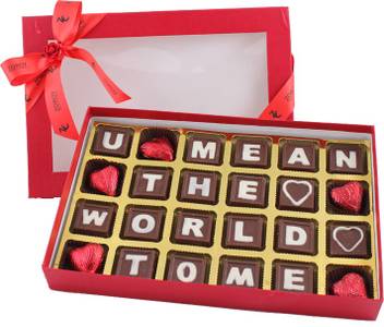 Zoroy Luxury Chocolate Valentines Day Message Box Saying U Mean The World To Me Combo Price In India Buy Zoroy Luxury Chocolate Valentines Day Message Box Saying U Mean