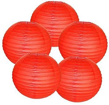Dreamcreations 8 Inch Round Paper Hanging Lanterns Red Pack Of 5